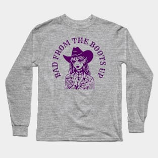 Bad from the boots up cowgirl - purple print Long Sleeve T-Shirt